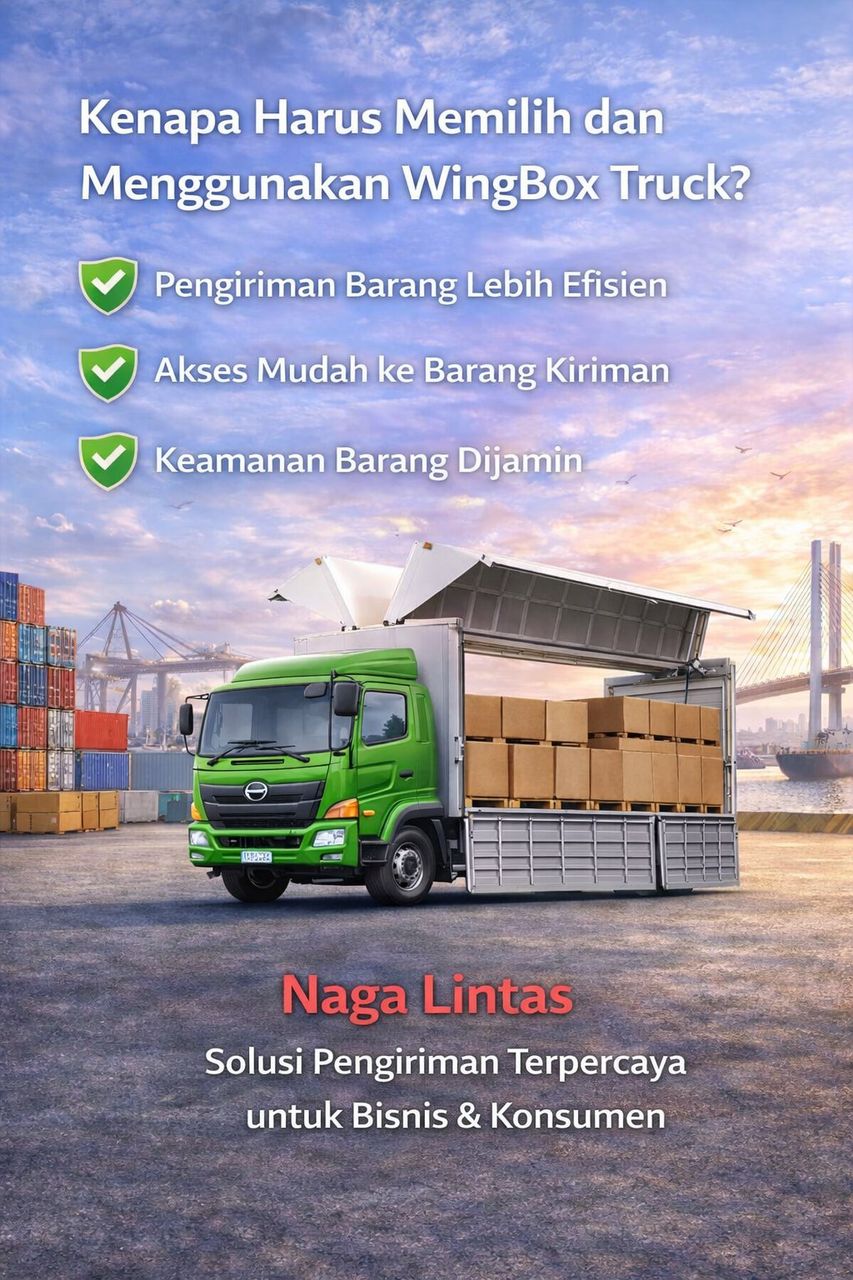 Armada wing box dalam keadaan terbuka, area muatan tertutup